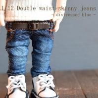 <img class='new_mark_img1' src='https://img.shop-pro.jp/img/new/icons58.gif' style='border:none;display:inline;margin:0px;padding:0px;width:auto;' />1/12ボディ兼用サイズ ユーズド加工 ダブルウエスト スキニーデニム （ブルー） 2サイズ btm lims