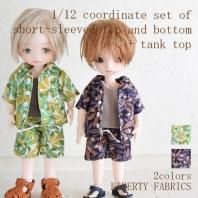 1/12ボディ兼用サイズ ショートスリーブ セットアップ ＋ タンクトップ コーデセット リバティ リーフ柄 2colors