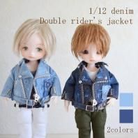 1/12ボディ兼用サイズ デニム ダブルライダースジャケット 2colors tlo