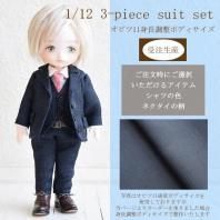 ★オビツ11身長調整サイズ★ 3ピーススーツ コーディネートセット 本格サマーウール生地 col.ネイビー