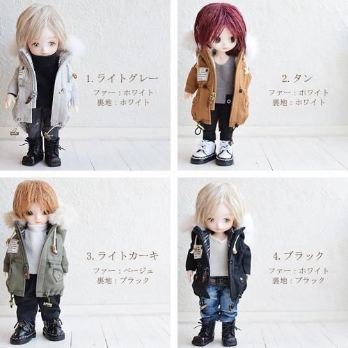 1/12ボディ兼用サイズ 着脱可能ファー付き モッズコート 4colors