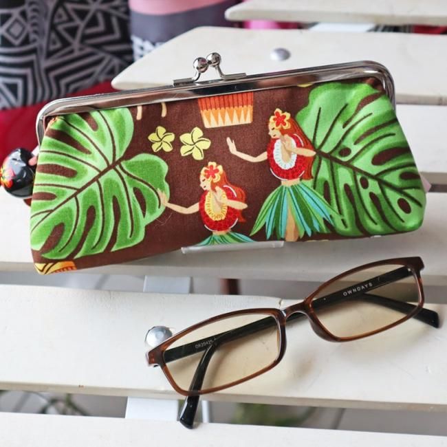 がま口ポーチ - Pink Lei ピンク・レイ - ハワイアン