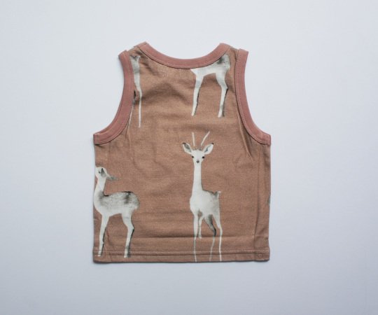 folk made フォークメード / deer pattern-tank top (ブラウン) 40%OFF -  ミナペルホネンキッズ、などの出産祝い、子供服のLula（ルラ）