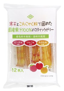 花田食品　寒天とこんにゃく粉で固めた国産果汁100%のスティックゼリー　192g(16g×12本)