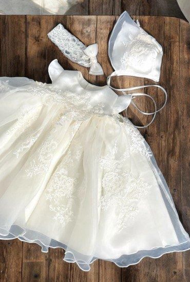 リメイクベビードレスワンピースタイプチビ袖 - ベビードレス,リメイク