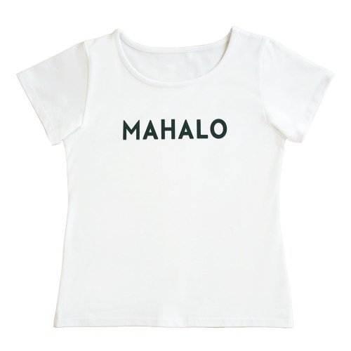 【3Lサイズ】半袖 白色 フラTシャツ “MAHALO“ 黒