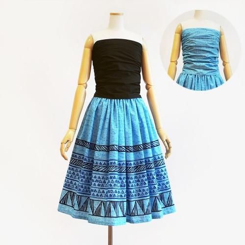 パウスカート【上下セット】 上下セットのフラダンス衣装【モデルスイート】 - 【ブルー