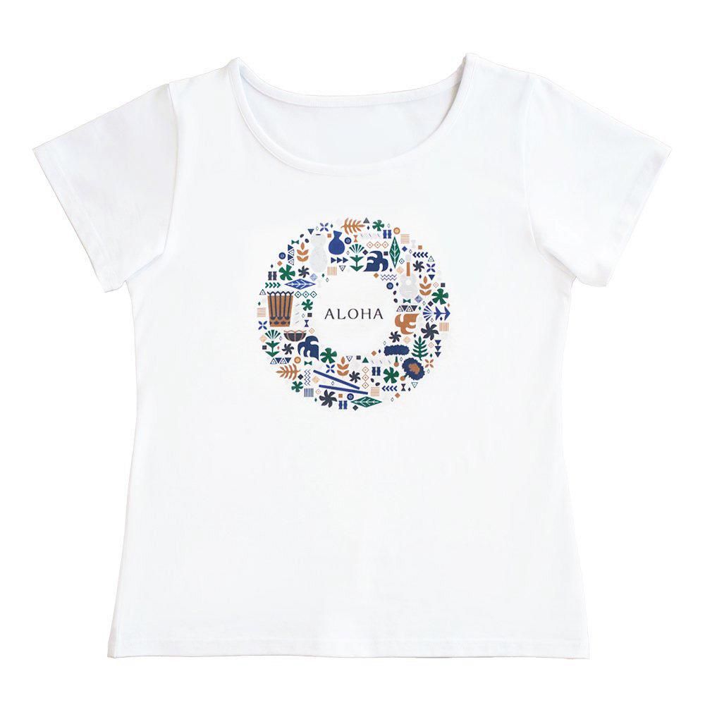 Mサイズ 半袖 白色 フラtシャツ ハワイアンリース柄 ナチュラル フラダンス衣装 パウスカートの通販ショップ ブルーヘヴンカンパニー Mサイズ 半袖 白色 フラtシャツ ハワイアンリース柄 ナチュラル フラダンス衣装 パウスカートの通販ショップ ブルーヘヴンカンパニー