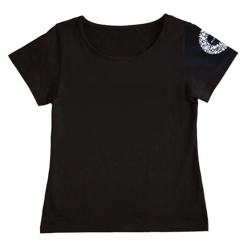 半袖 黒色 フラTシャツ ［フロント 無地 / バック ティキ