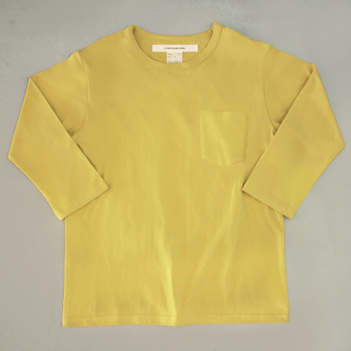 T-shirt 6.3oz solid three-quarter sleeves yellow with pocket