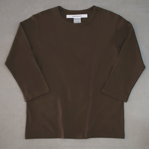 T-shirt 6.3oz solid three-quarter sleeves brown