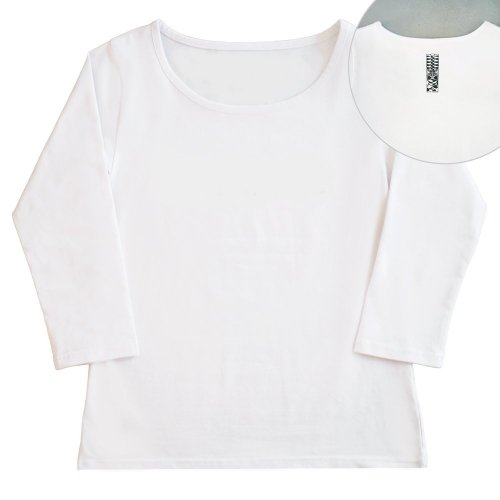【Lサイズ】七分袖 白色 フラTシャツ ［フロント 無地 / バック ティキ］