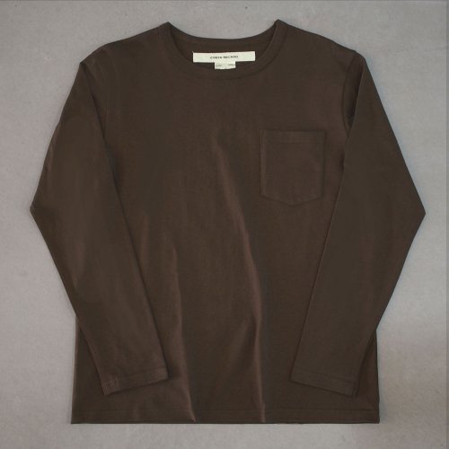 T-shirt 6.3oz solid long sleeves brown with pocket