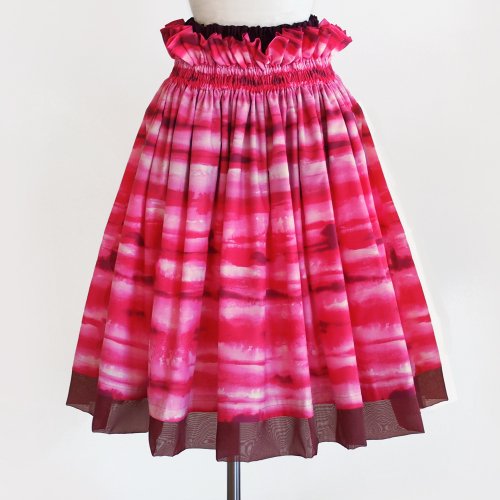 ウエストフリルパウスカート 裾オーガンジー切替 追憶の海 ピンク