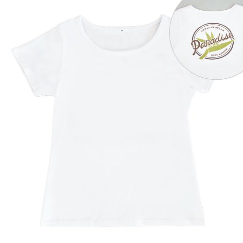 【Sサイズ】半袖 白色 フラTシャツ ［フロント 無地 / バック バードオブパラダイス］