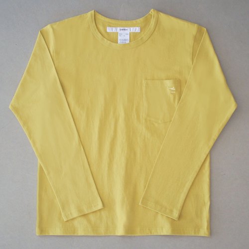 【CORTADO】T-shirt 7.8oz long sleeves yellow  “departure”  with pocket