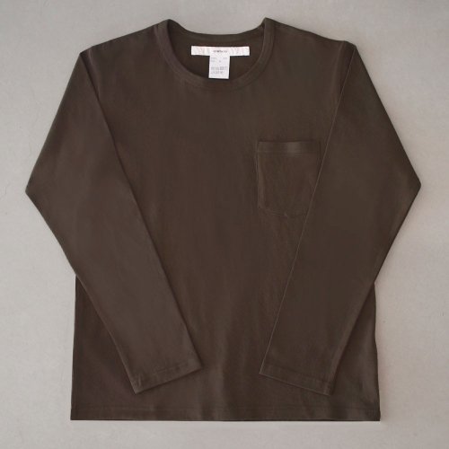 【CORTADO】T-shirt 7.8oz solid long sleeves brown with pocket
