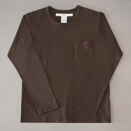 【CORTADO】T-shirt 6.3oz long sleeves brown  “departure”  with pocket