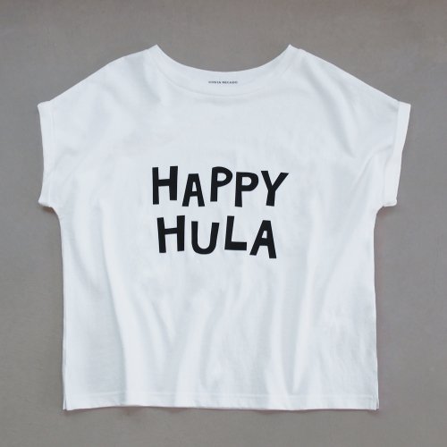 French sleeve tops turn up happy hula / white