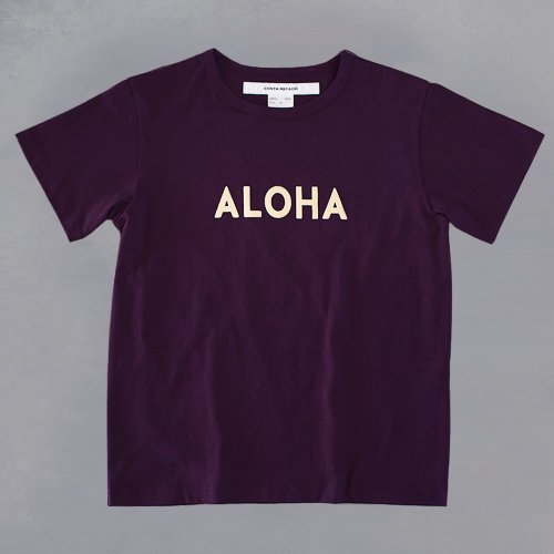 T-shirt aloha flocky beige /purple