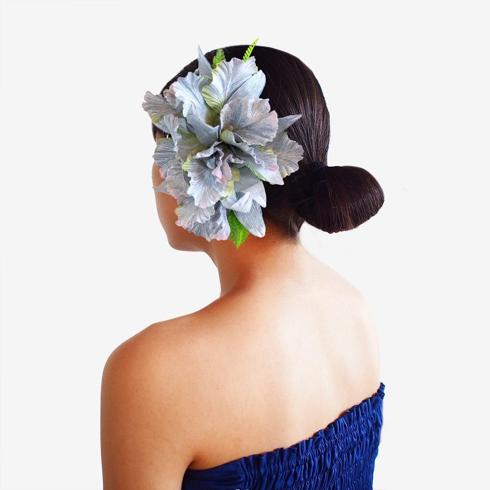 ヘアクリップ62 ブルー カトレア【お届けまで3週間】 フラダンス
