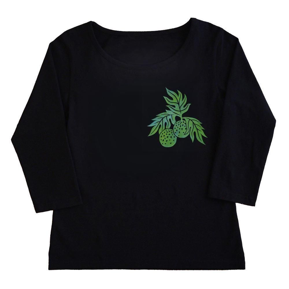 七分袖 黒色 フラTシャツ ウルshiokaze柄