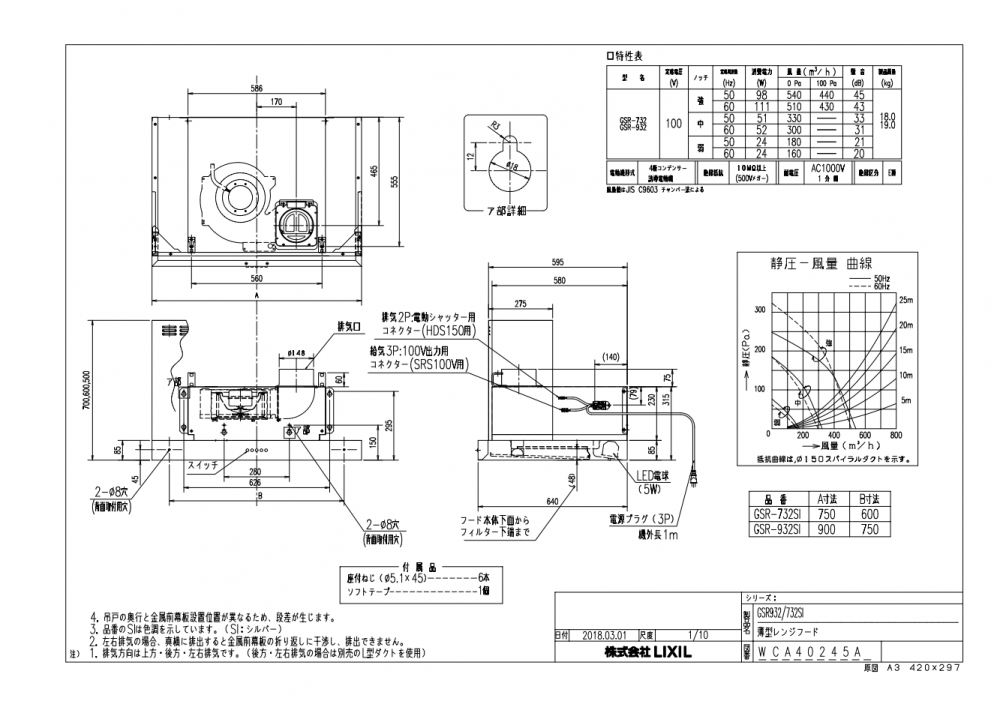 レンジフード 富士工業製(LIXIL) GSR-732SI 間口75cm シルバー レンジフード 富士工業製(LIXIL) GSR-732SI 間口75cm シルバー