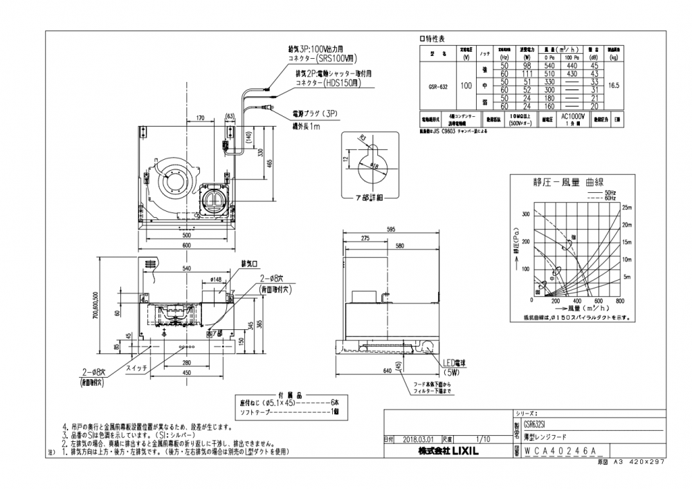 レンジフード 富士工業製（LIXIL） GSR-632SI 間口60cm シルバー 壁付用(I型・L型) GSRシロッコファンタイプ 上幕板付き