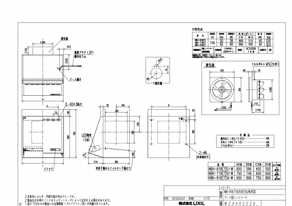 INAX LIXIL リクシル 間口90cm シロッコファン NBHシリーズ 富士工業製