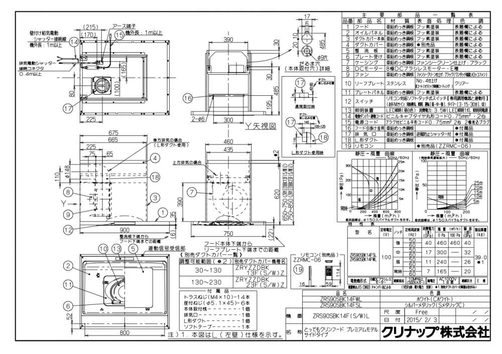 クリナップ ZRS90SBK14FS 間口90cm シルバー とってもクリンフード