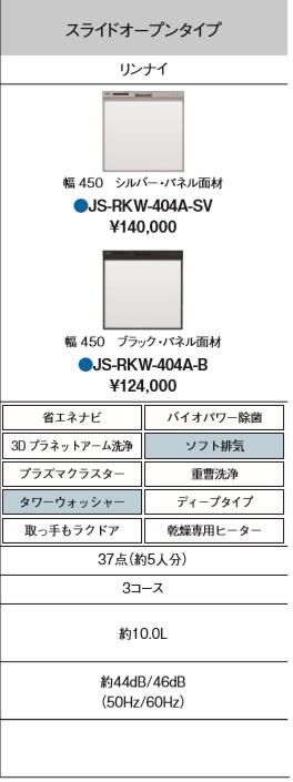 リンナイ製 永大産業 Js Rkw 404a Sv 浅型タイプ 食洗機