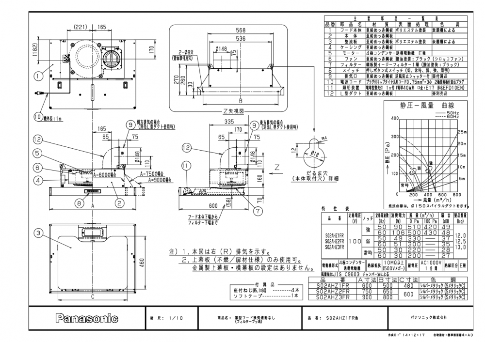 レンジフード 富士工業製(Panasonic)LES02AHZ2F(R/L) 間口75cm レンジフード 富士工業製(Panasonic)LES02AHZ2F(R/L) 間口75cm