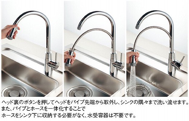 キッチン水栓　一般地用　カクダイ製（KAKUDAI）117-120　シングルレバー混合栓（シャワーつき）