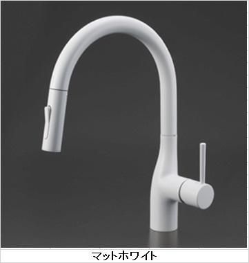 KVK KM6061ECM4 シングルシャワー付混合栓(ｅレバー)マットホワイト KVK シングルシャワー付混合栓(eレバー)マットホワイト [KM6061ECM4