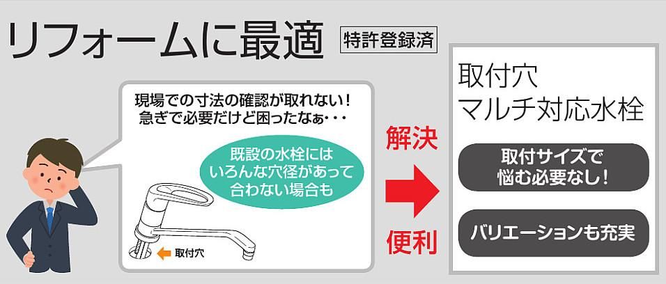 キッチン水栓 KVK製（KVK）KM5011UT 取付穴兼用型・流し台用シングルレバー式混合栓 一般地用