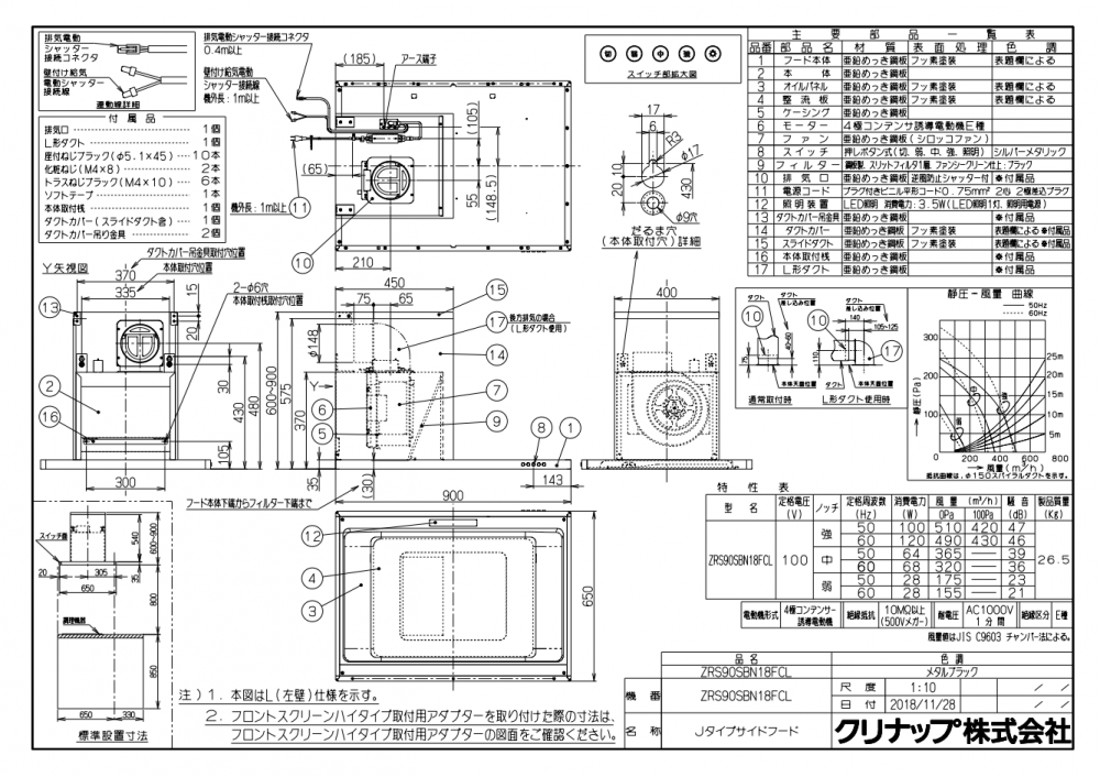 クリナップ ZRS90SBN18FC-E 間口90cm メタルブラック Jタイプ クリナップ ZRS90SBN18FC-E 間口90cm メタルブラック Jタイプ