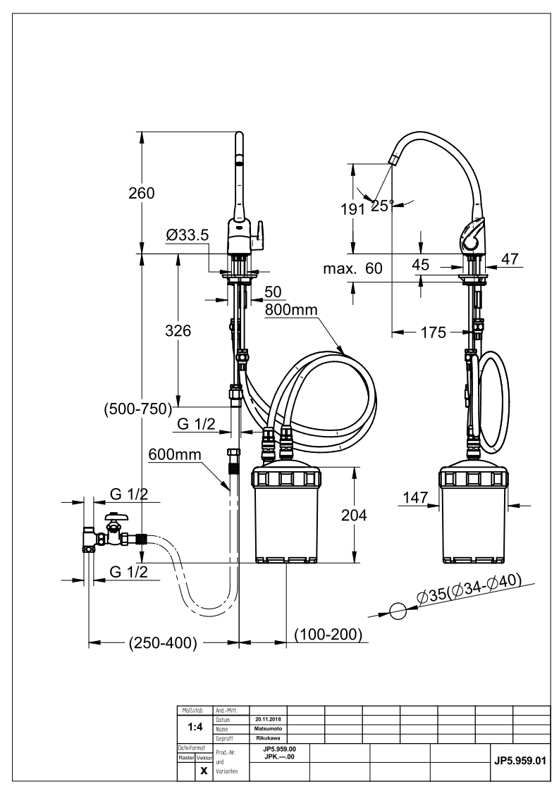 浄水器 グローエ製（GROHE）JP595901 浄水器用単水栓(マルチピュア製カートリッジ付) 一般地用