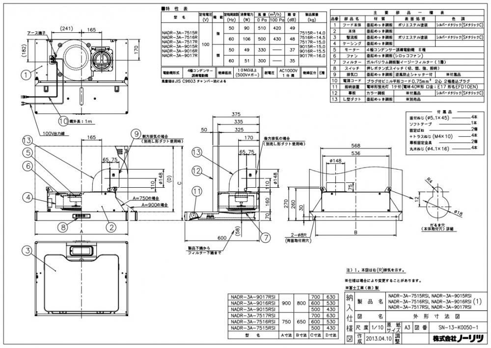 感謝の声続々！ USR-3A-751 VLBK 富士工業 レンジフード スリムフード 左排気 ブラック 給気前幕板付属 同時給排 間口