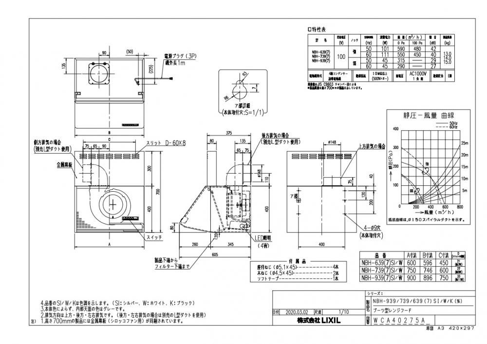 レンジフード 富士工業製(LIXIL) NBH-6397W 間口60cm ホワイト レンジフード 富士工業製(LIXIL) NBH-6397W 間口60cm ホワイト