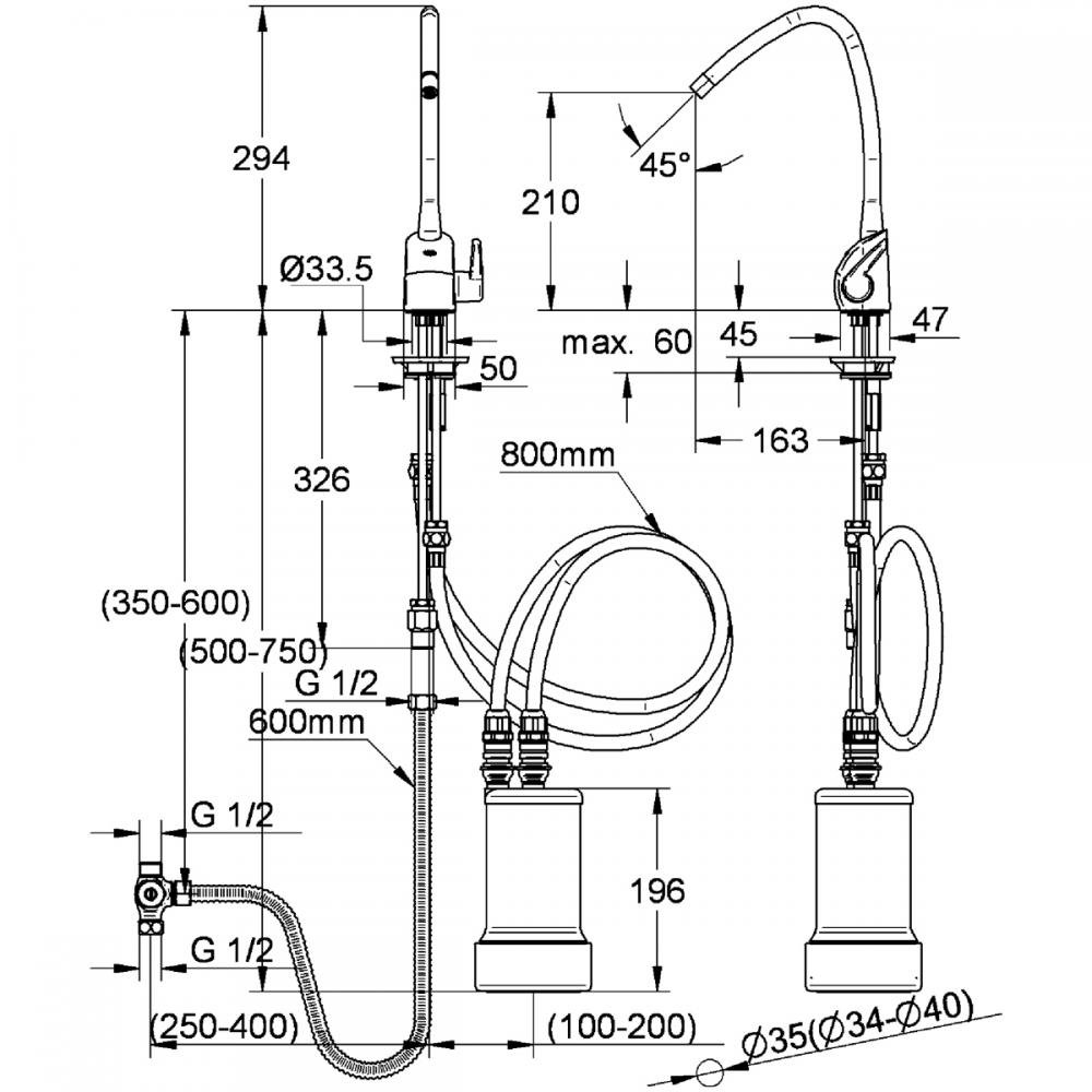 浄水器 グローエ製（GROHE）JP293602 浄水器用単水栓(クリンスイ製カートリッジ付) 一般地用