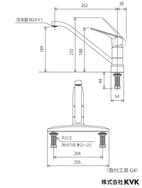 キッチン水栓 KVK製（KVK）KM5006ZTEC 流し台用シングルレバー式混合栓 寒冷地用