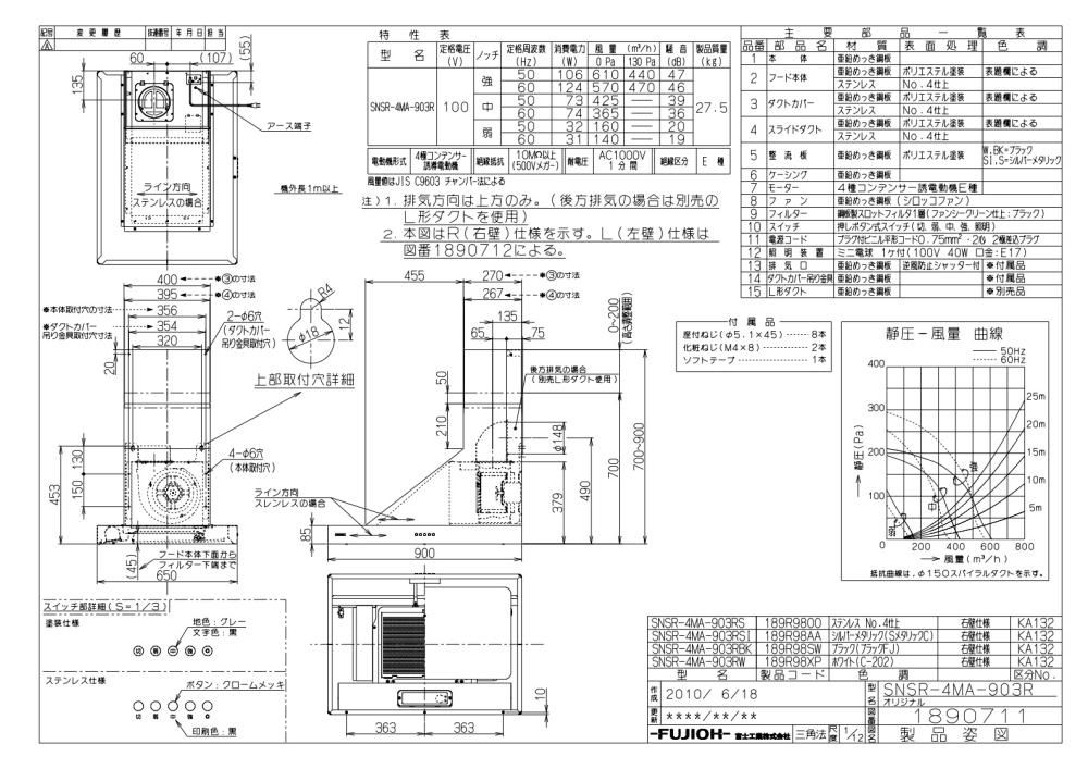 レンジフード 富士工業製（永大産業）JS-SNSR-4M-903EW(R/L) ホワイト 間口90cm シロッコファン横付けタイプ ダクトカバー付き