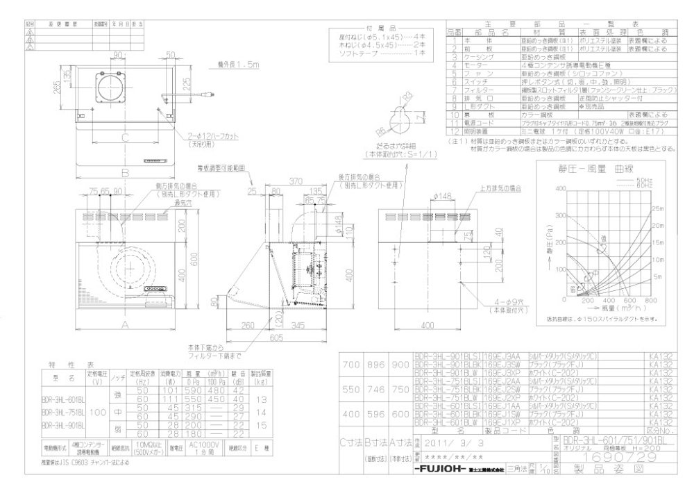 レンジフード 富士工業製（富士工業）BDR-3HL-751BLSI シルバーメタリック 間口75cm 壁面取付けタイプ 上幕板付き