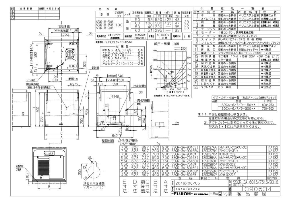 レンジフード 富士工業製（富士工業）SSQR-3A-6016W ホワイト 間口60cm 高さ60cm スタンダード 横壁取付けタイプ BL3型相当風量  ダクトカバー付き