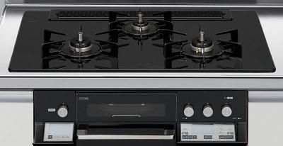 ガスコンロ リンナイ製（LIXIL） R3736G1W1K 間口75cm 3口コンロ