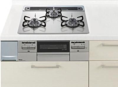 ガスコンロ パロマ製（Panasonic）LESPD743W ガラストップ 両面焼き