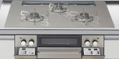 ガスコンロ パロマ製（LIXIL） P3735G1W1K 間口75cm 3口コンロ・ガラス