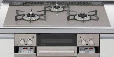 ガスコンロ リンナイ製（LIXIL） R3735J1W2T 間口75cm 3口コンロ