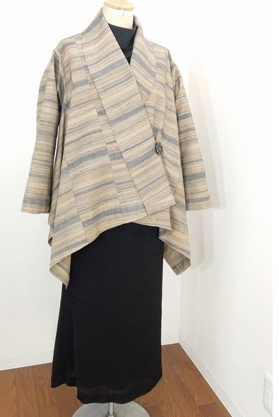 古布・着物リメイク「ソーイングヨネザワ」紬・三角裾ジャケット