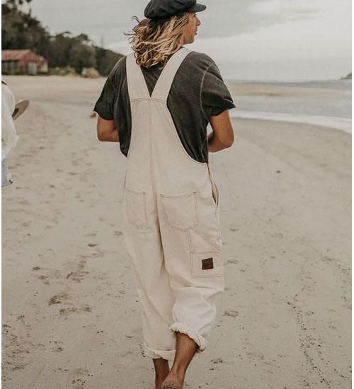 オーストラリア発◇ビンテージデザイン「オフホワイトオーバーオール
